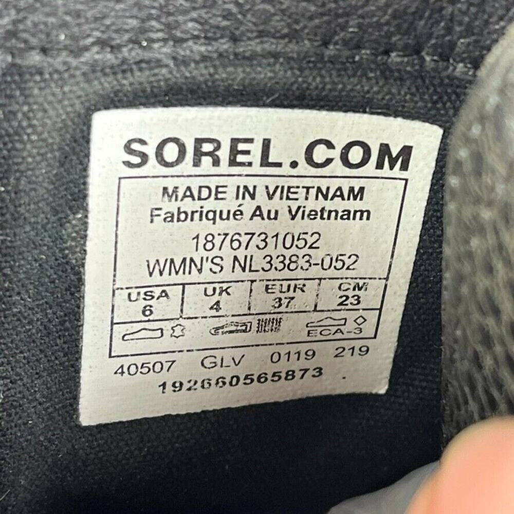 Sorel Ankle Boots Shoes Womens 6 Cate Cut Out Black Gray Leather Slip On Cap Toe - Picture 4 of 9
